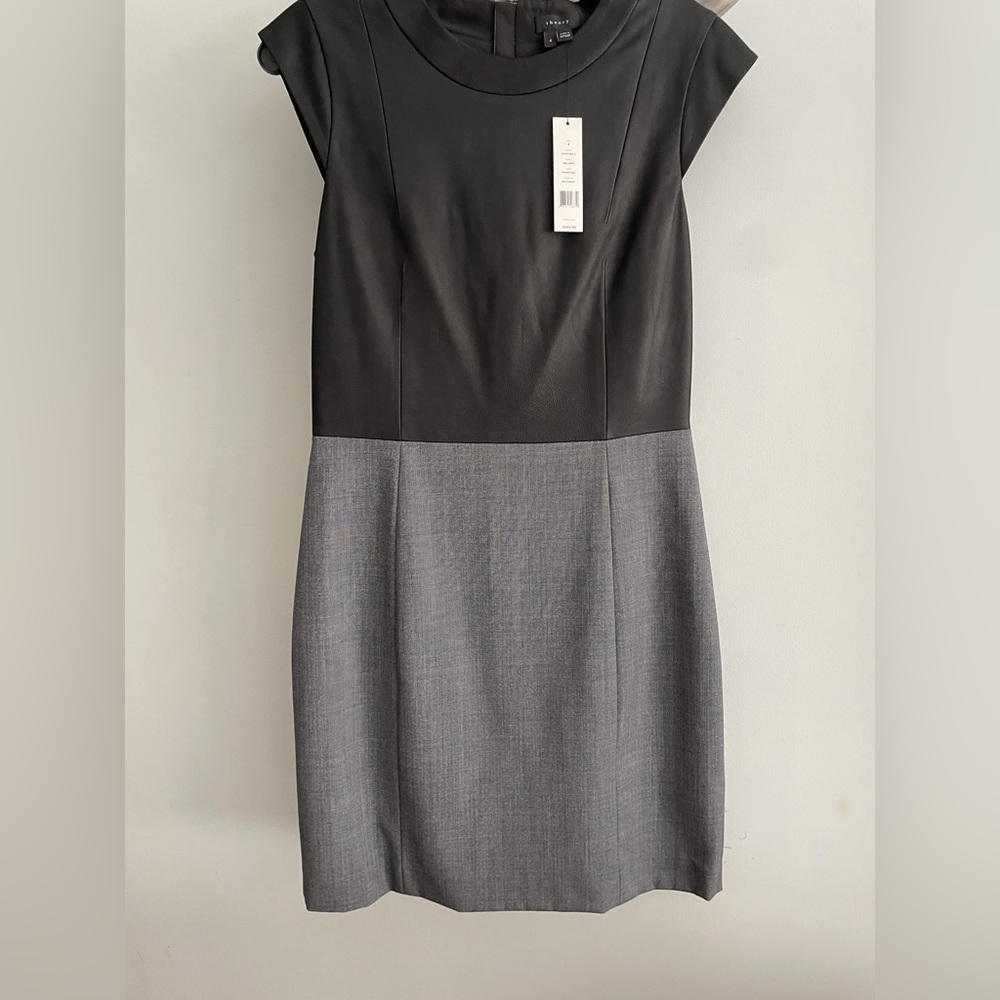 Theory leather bodice combo dress